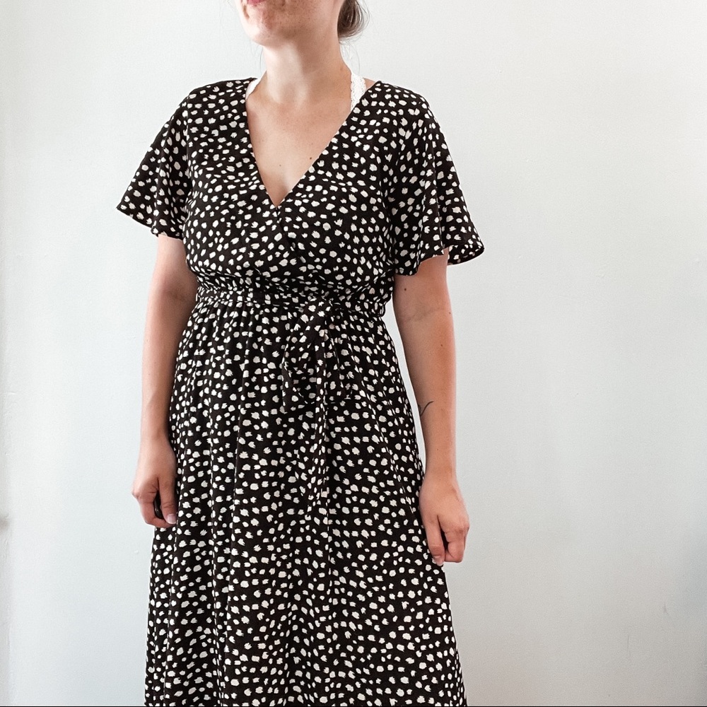 CJLA | Black Juliet Wrap Maxi Polka Dot Dress Sz M